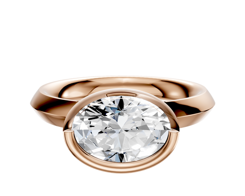 18K Rose Gold Bezel Full Bezel East/West Classic Knife Edge 3.0mm Engagement Ring