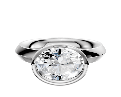 Platinum Bezel Full Bezel East/West Classic Knife Edge 3.0mm Engagement Ring