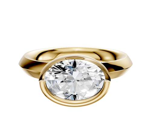 18K Yellow Gold Bezel Full Bezel East/West Classic Knife Edge 3.0mm Engagement Ring