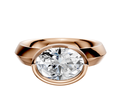 18K Rose Gold Bezel Full Bezel East/West Classic Knife Edge 4.0mm Engagement Ring