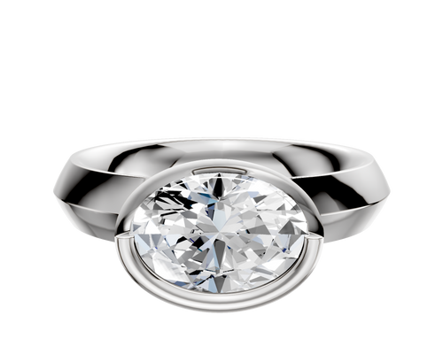 14K White Gold Bezel Full Bezel East/West Classic Knife Edge 4.0mm Engagement Ring