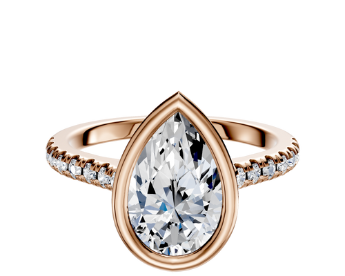 18K Rose Gold Bezel Full Bezel East/West Cathedral Dome 1-Row-Pave 2.5mm Engagement Ring