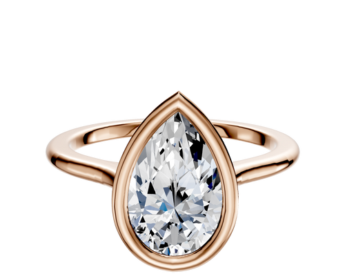 18K Rose Gold Bezel Full Bezel East/West Cathedral Dome 1.5mm Engagement Ring