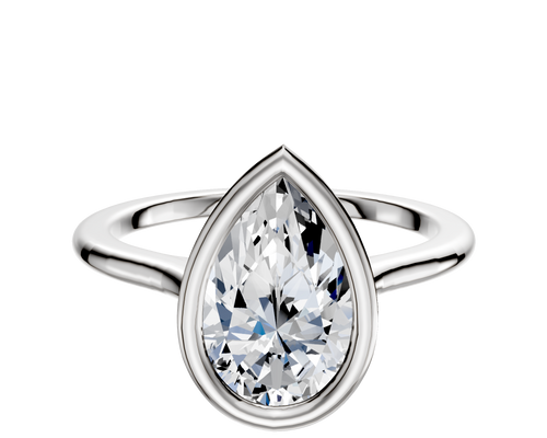 14K White Gold Bezel Full Bezel East/West Cathedral Dome 1.5mm Engagement Ring