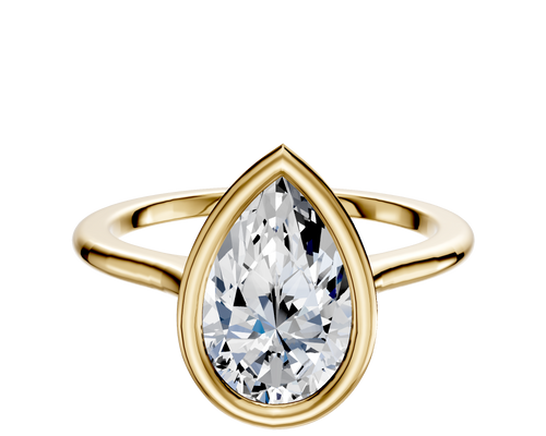 18K Yellow Gold Bezel Full Bezel East/West Cathedral Dome 1.5mm Engagement Ring
