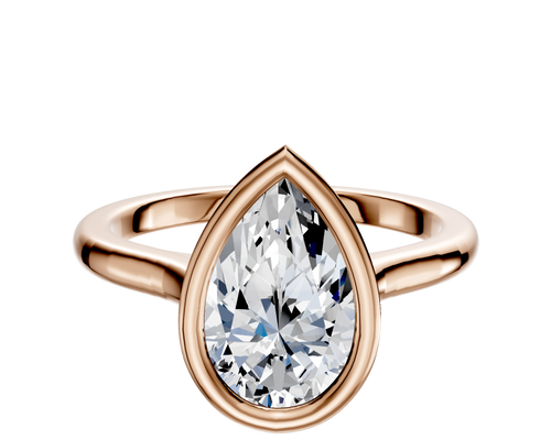 18K Rose Gold Bezel Full Bezel East/West Cathedral Dome 2.0mm Engagement Ring