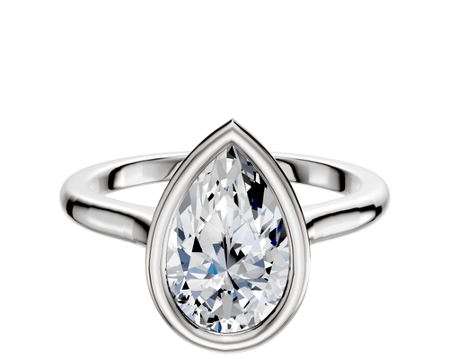 18K White Gold Bezel Full Bezel East/West Cathedral Dome 2.0mm Engagement Ring