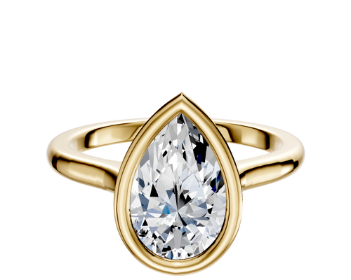 18K Yellow Gold Bezel Full Bezel East/West Cathedral Dome 2.0mm Engagement Ring