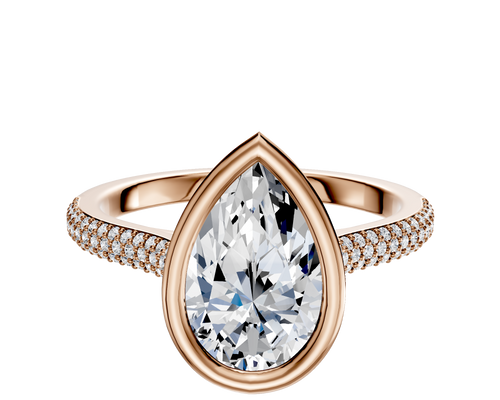 18K Rose Gold Bezel Full Bezel East/West Cathedral Dome 3-Row-Pave 2.0mm Engagement Ring