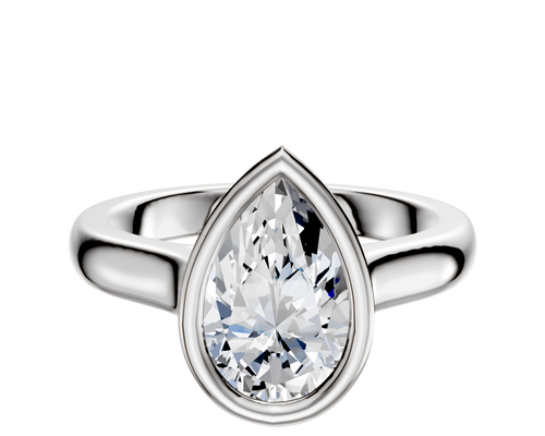 18K White Gold Bezel Full Bezel East/West Cathedral Dome 3.0mm Engagement Ring