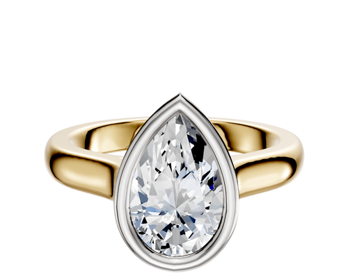 18K Two Tone Bezel Full Bezel East/West Cathedral Dome 3.0mm Engagement Ring