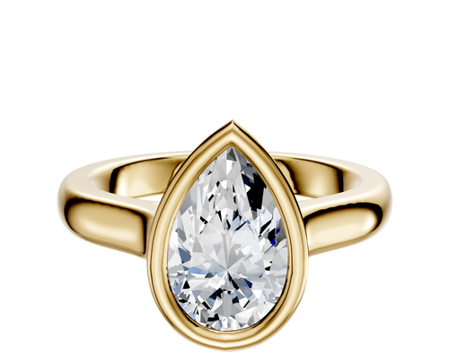 14K Yellow Gold Bezel Full Bezel East/West Cathedral Dome 3.0mm Engagement Ring