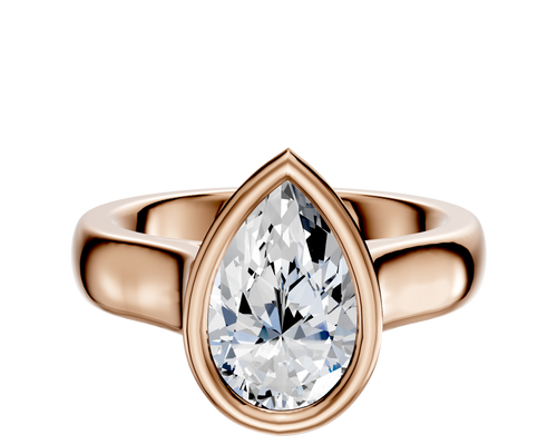 18K Rose Gold Bezel Full Bezel East/West Cathedral Dome 4.0mm Engagement Ring