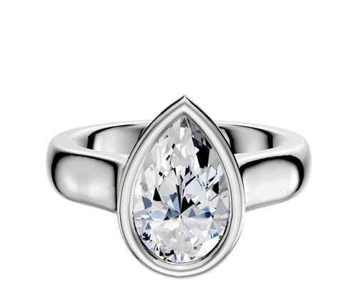 Platinum Bezel Full Bezel East/West Cathedral Dome 4.0mm Engagement Ring