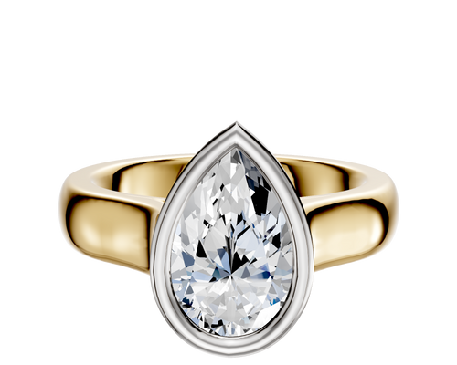 18K Two Tone Bezel Full Bezel East/West Cathedral Dome 4.0mm Engagement Ring