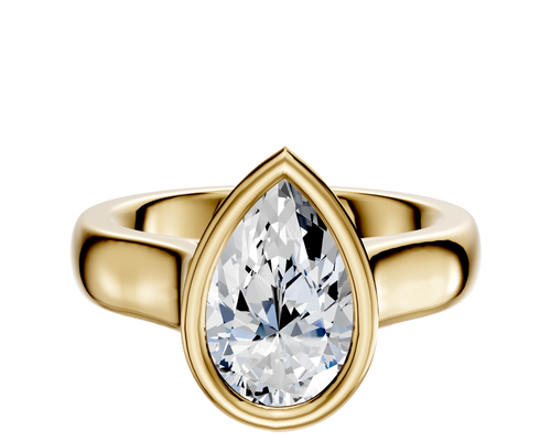 14K Yellow Gold Bezel Full Bezel East/West Cathedral Dome 4.0mm Engagement Ring