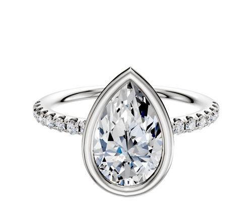 18K Two Tone Bezel Full Bezel East/West Classic Dome 1-Row-Pave 2.5mm Engagement Ring