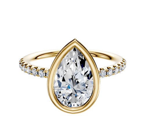 18K Yellow Gold Bezel Full Bezel East/West Classic Dome 1-Row-Pave 2.5mm Engagement Ring