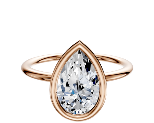 14K Rose Gold Bezel Full Bezel East/West Classic Dome 1.5mm Engagement Ring