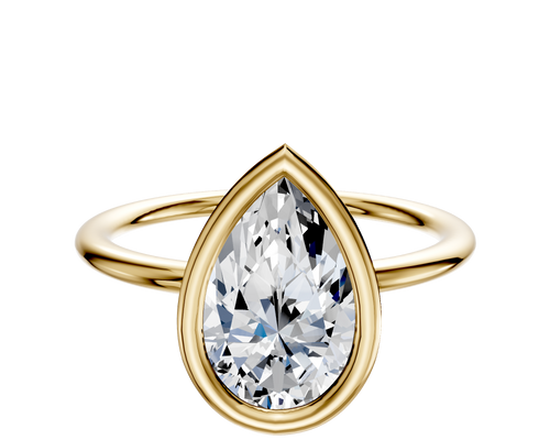 18K Yellow Gold Bezel Full Bezel East/West Classic Dome 1.5mm Engagement Ring