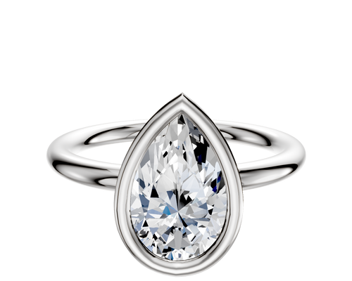 18K White Gold Bezel Full Bezel East/West Classic Dome 2.0mm Engagement Ring