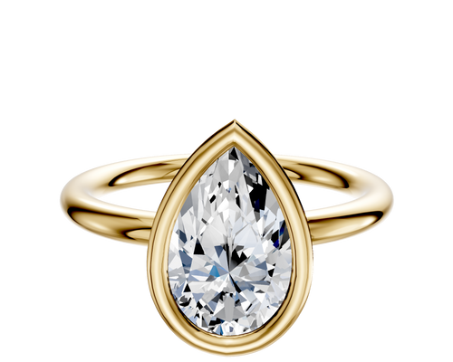 18K Yellow Gold Bezel Full Bezel East/West Classic Dome 2.0mm Engagement Ring
