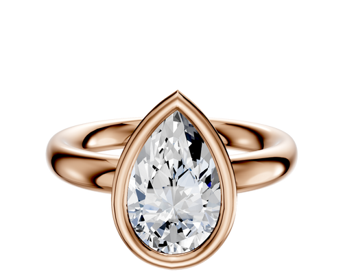 14K Rose Gold Bezel Full Bezel East/West Classic Dome 3.0mm Engagement Ring