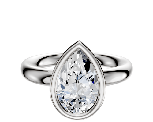 18K White Gold Bezel Full Bezel East/West Classic Dome 3.0mm Engagement Ring