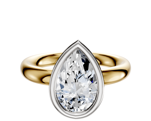 14K Two Tone Bezel Full Bezel East/West Classic Dome 3.0mm Engagement Ring