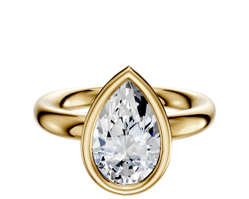 18K Yellow Gold Bezel Full Bezel East/West Classic Dome 3.0mm Engagement Ring