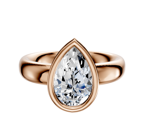 18K Rose Gold Bezel Full Bezel East/West Classic Dome 4.0mm Engagement Ring