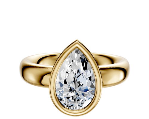 18K Yellow Gold Bezel Full Bezel East/West Classic Dome 4.0mm Engagement Ring