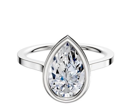18K White Gold Bezel Full Bezel East/West Cathedral Flat 1.5mm Engagement Ring