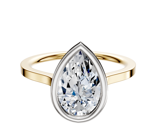 18K Two Tone Bezel Full Bezel East/West Cathedral Flat 1.5mm Engagement Ring