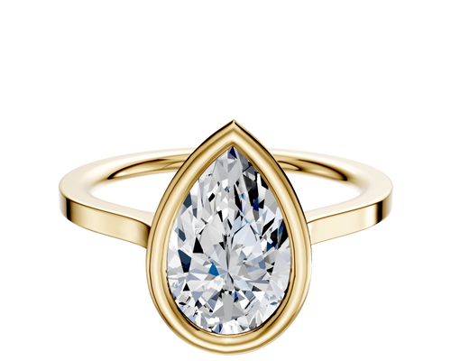 18K Yellow Gold Bezel Full Bezel East/West Cathedral Flat 1.5mm Engagement Ring