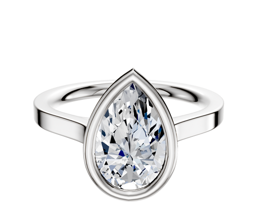 18K White Gold Bezel Full Bezel East/West Cathedral Flat 2.0mm Engagement Ring