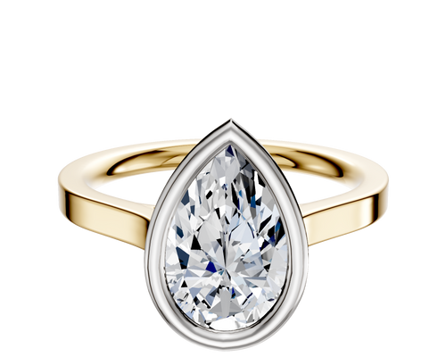 18K Two Tone Bezel Full Bezel East/West Cathedral Flat 2.0mm Engagement Ring