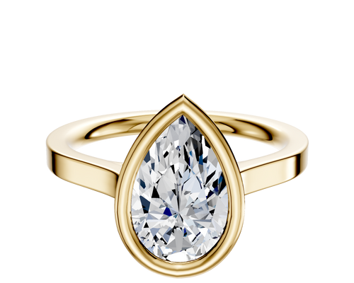 18K Yellow Gold Bezel Full Bezel East/West Cathedral Flat 2.0mm Engagement Ring