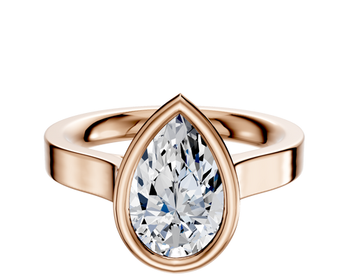 18K Rose Gold Bezel Full Bezel East/West Cathedral Flat 3.0mm Engagement Ring