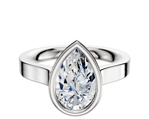 14K White Gold Bezel Full Bezel East/West Cathedral Flat 3.0mm Engagement Ring