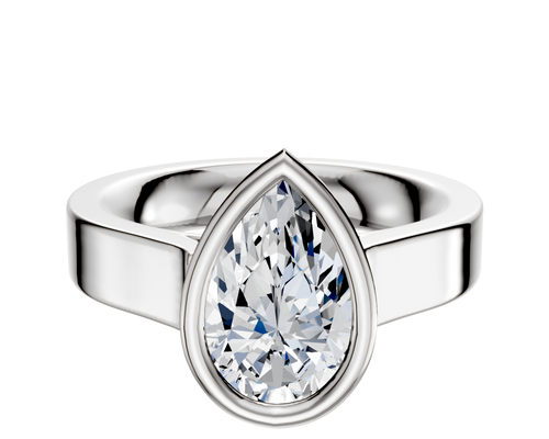 Platinum Bezel Full Bezel East/West Cathedral Flat 4.0mm Engagement Ring