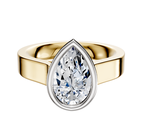14K Two Tone Bezel Full Bezel East/West Cathedral Flat 4.0mm Engagement Ring