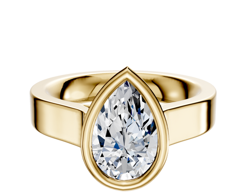 18K Yellow Gold Bezel Full Bezel East/West Cathedral Flat 4.0mm Engagement Ring