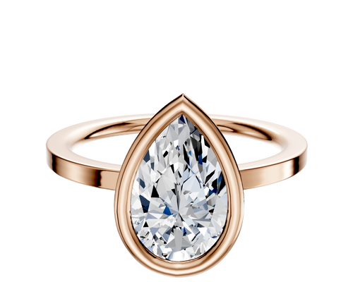 18K Rose Gold Bezel Full Bezel East/West Classic Flat 1.5mm Engagement Ring