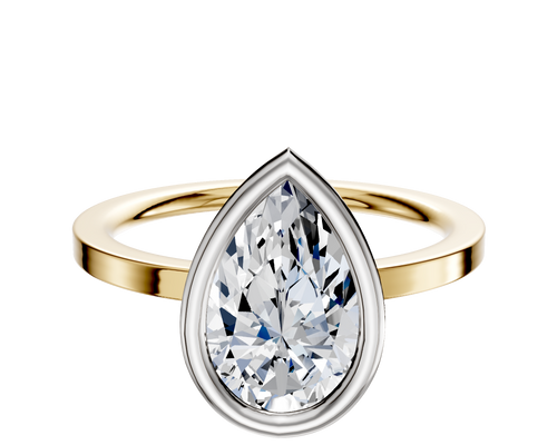 18K Two Tone Bezel Full Bezel East/West Classic Flat 1.5mm Engagement Ring