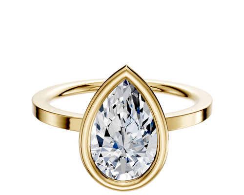 14K Yellow Gold Bezel Full Bezel East/West Classic Flat 1.5mm Engagement Ring