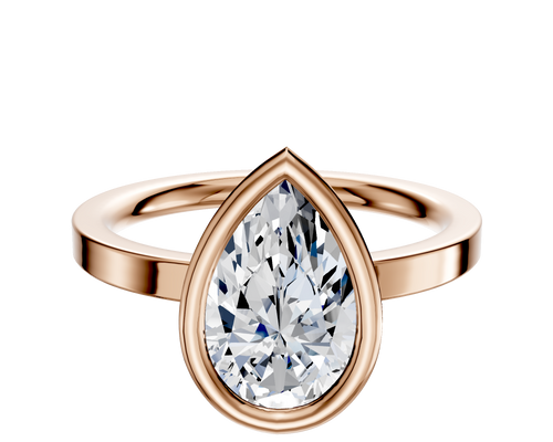 18K Rose Gold Bezel Full Bezel East/West Classic Flat 2.0mm Engagement Ring