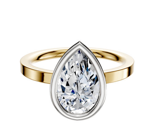 18K Two Tone Bezel Full Bezel East/West Classic Flat 2.0mm Engagement Ring