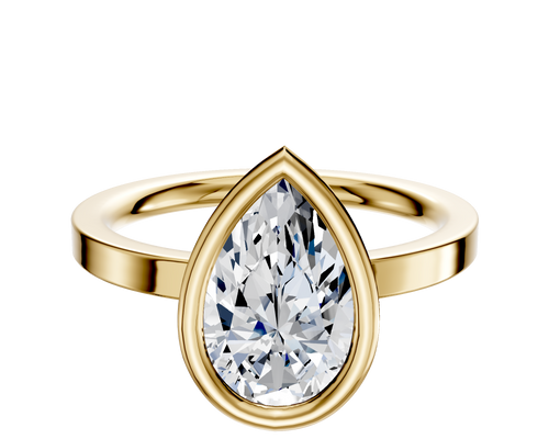 18K Yellow Gold Bezel Full Bezel East/West Classic Flat 2.0mm Engagement Ring