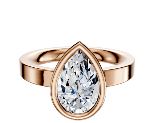 18K Rose Gold Bezel Full Bezel East/West Classic Flat 3.0mm Engagement Ring